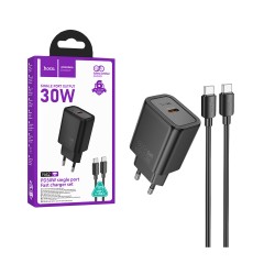 Hoco Charger N62 Gentle PD30W Type-C To Type-C 1m Black Hoco Charger N62 Gentle PD30W Type-C To Type-C 1m Black